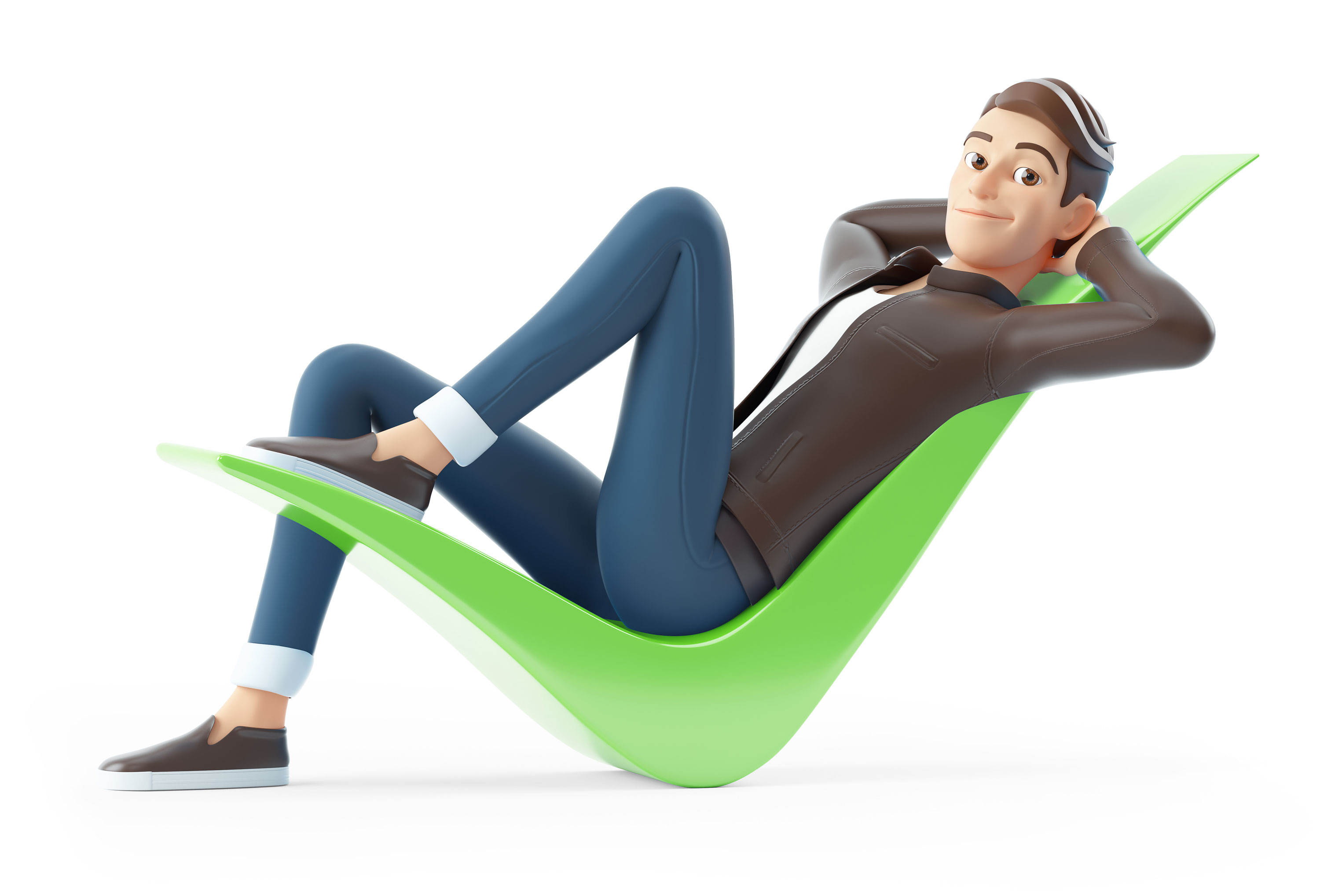 Man leaning on checkmark