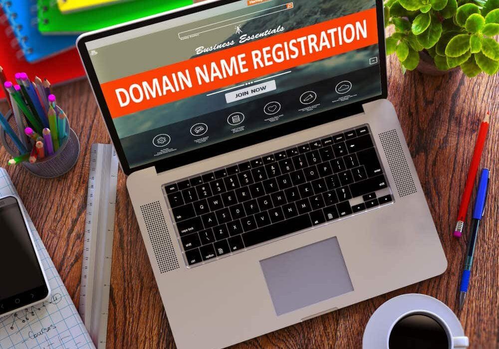 Domain Name Registration on Laptop