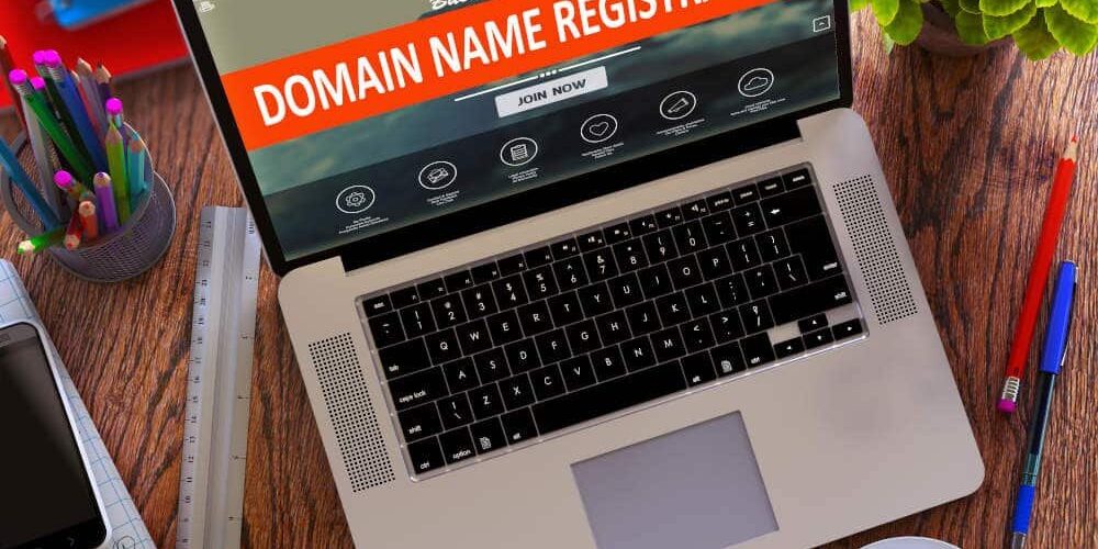 Domain Name Registration on Laptop