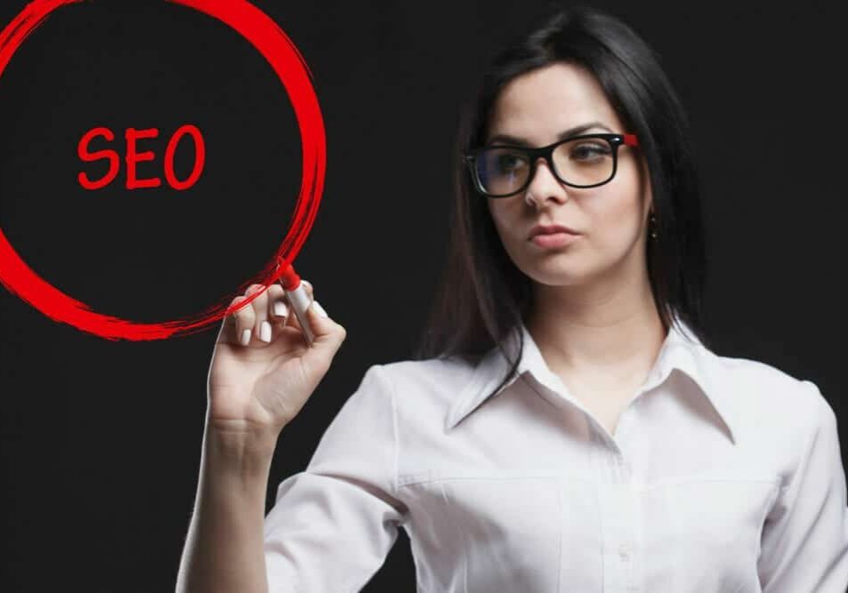 Woman circling SEO