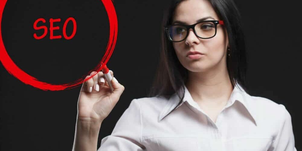Woman circling SEO