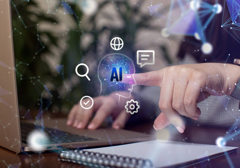 Business woman uses AI smart technology