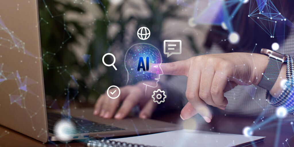 Business woman uses AI smart technology