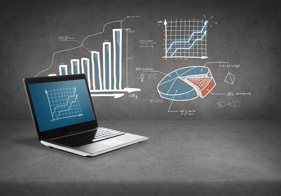 Laptop with graphs and charts