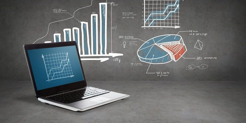 Laptop with graphs and charts