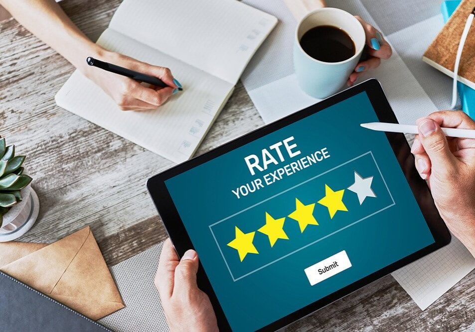 Tablet with 4 out of 5 star rating