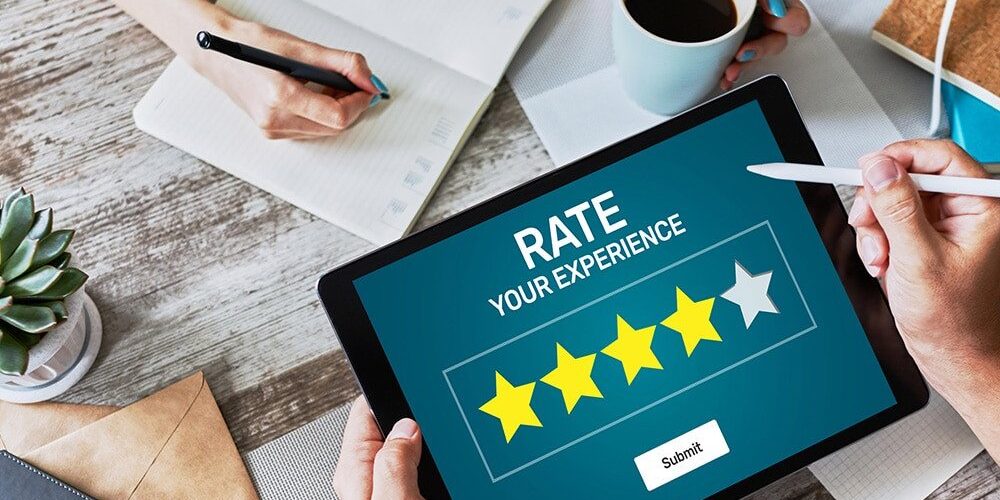 Tablet with 4 out of 5 star rating