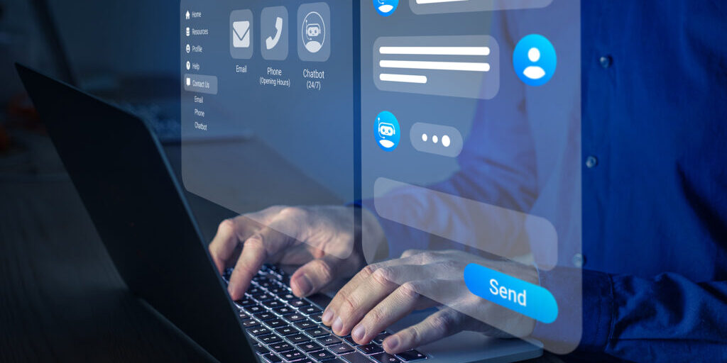 Person using online customer service