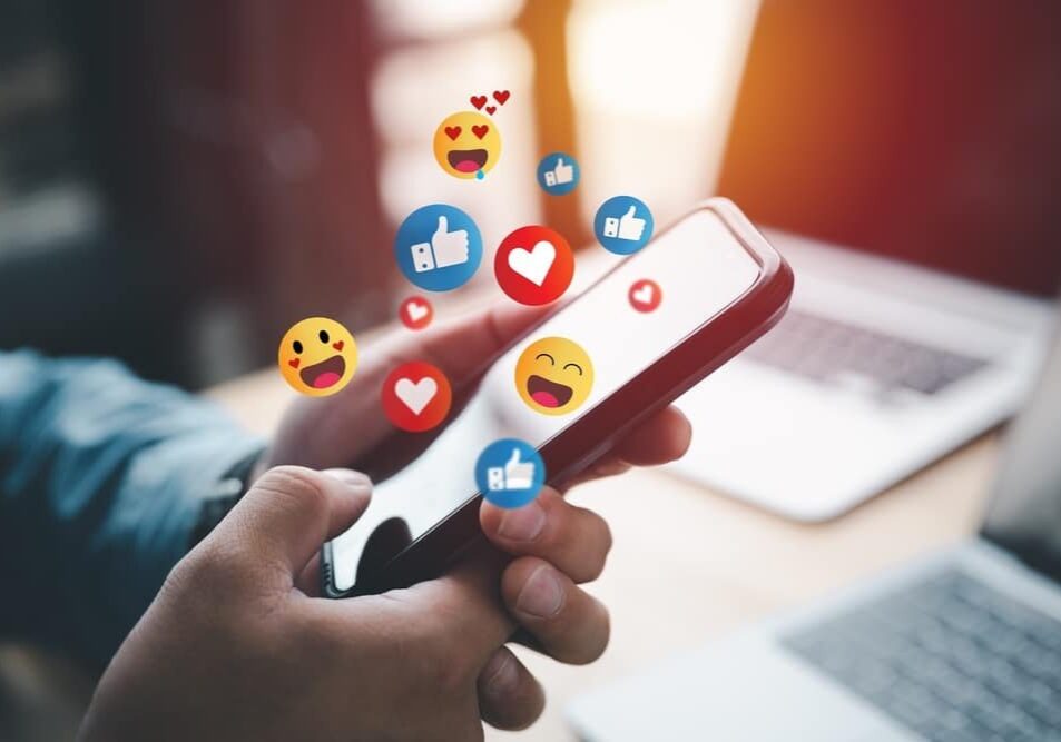 mobile phone with emojis